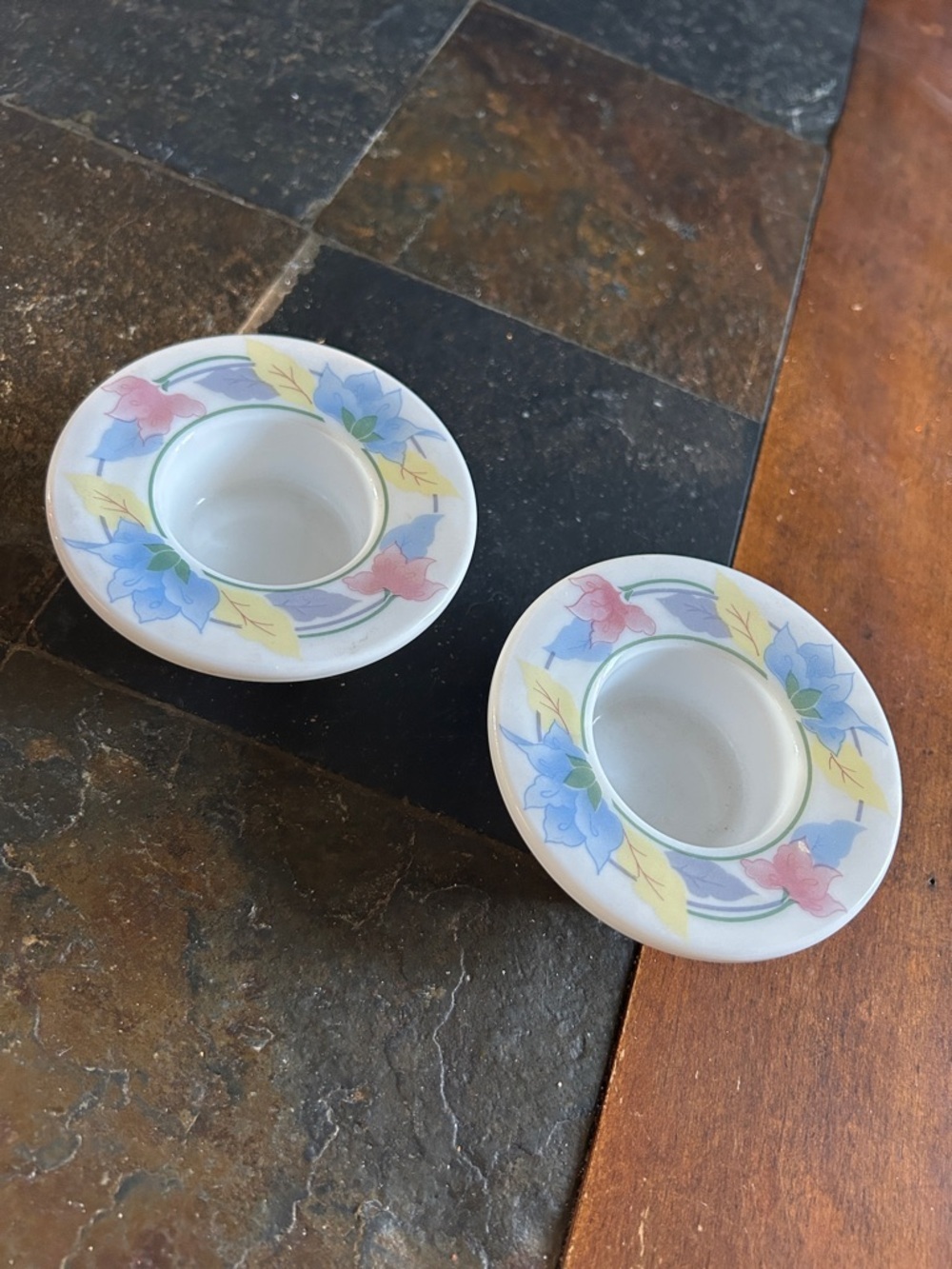Floral Pastel Ceramic candle holder - Set of 2